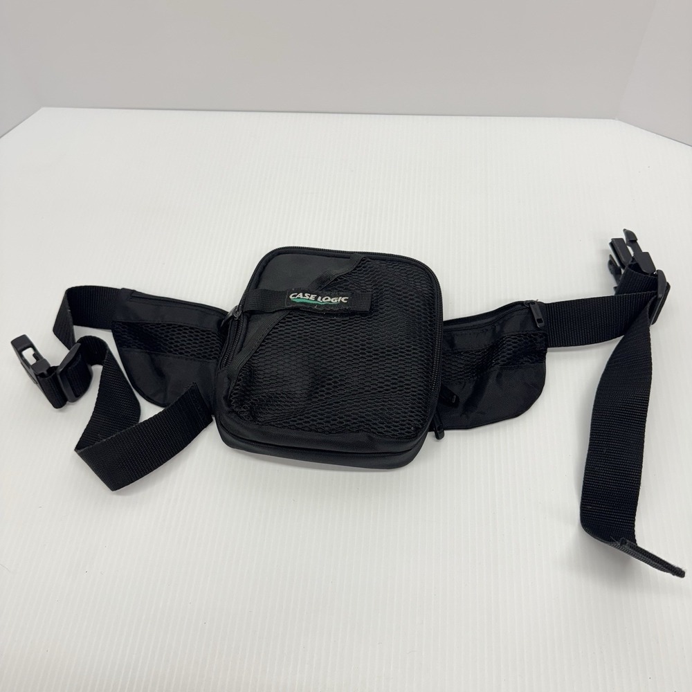 Vtg Case Logic Portable CD Player Waist Belt Fanny Pack w/ Disc Holder Black